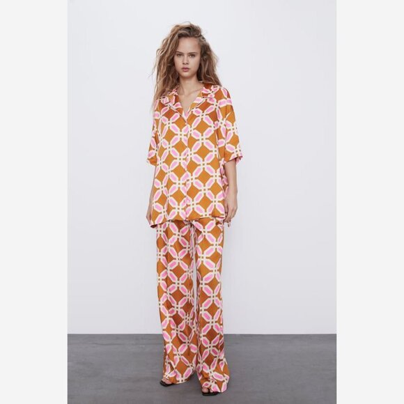 Zara Pajama Style Printed Set | 2 piece | Size L | NWT - Picture 1 of 12